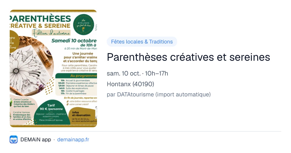 Parenthèses créatives et sereines — Hontanx