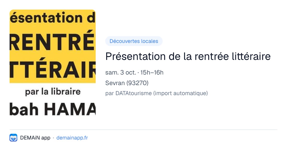 Présentation de la rentrée littéraire — Sevran