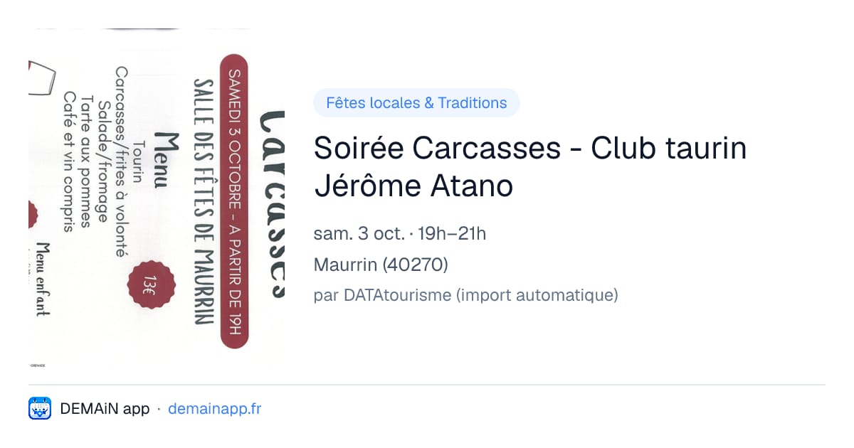 Soirée Carcasses - Club taurin Jérôme Atano — Maurrin