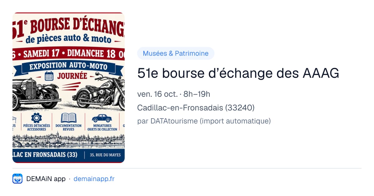 51e bourse d’échange des AAAG — Cadillac-en-Fronsadais
