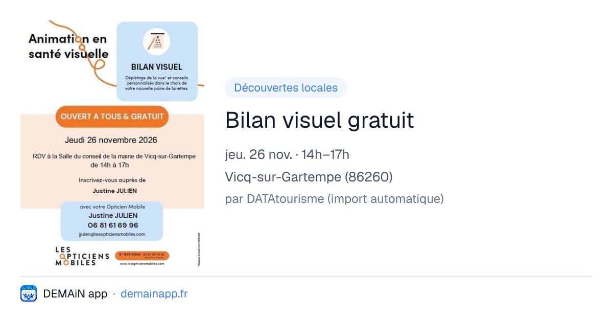 Bilan visuel gratuit — Vicq-sur-Gartempe