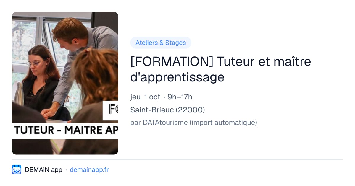 [FORMATION] Tuteur et maître d'apprentissage — Saint-Brieuc