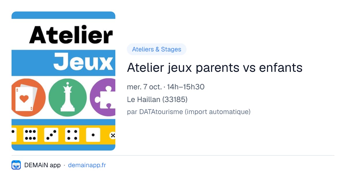 Atelier jeux parents vs enfants — Le Haillan