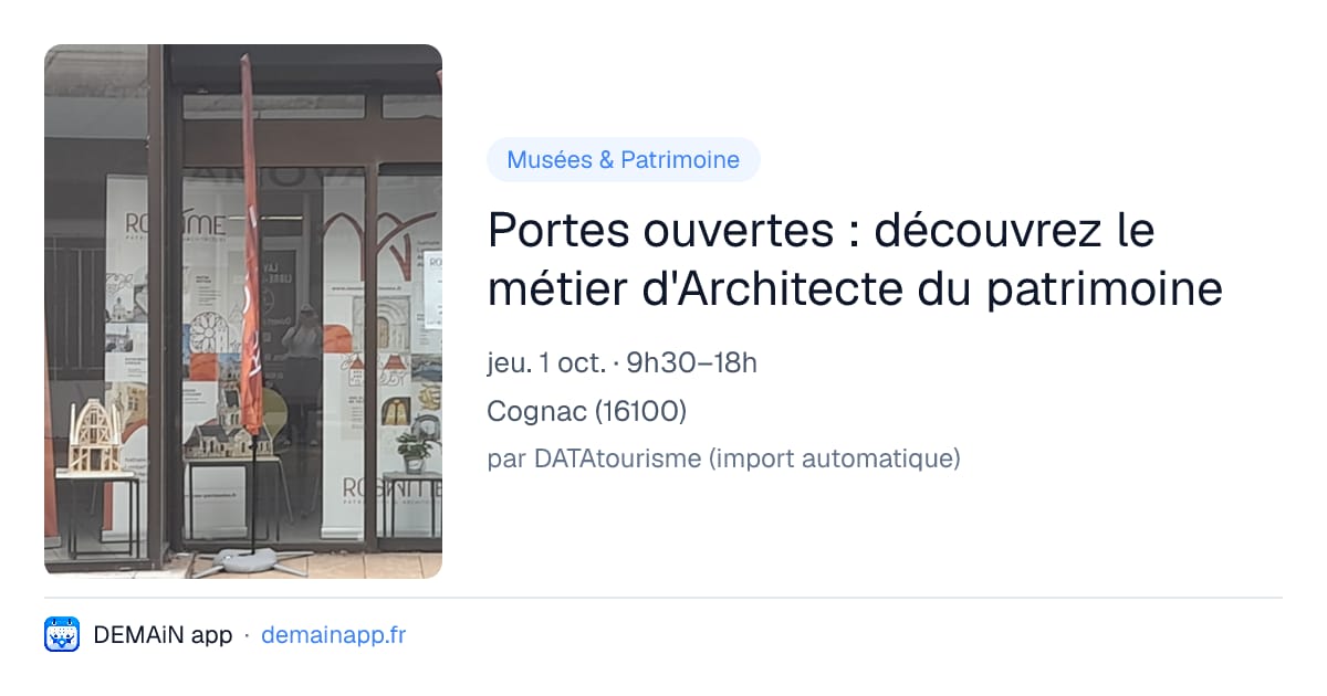Portes ouvertes : découvrez le métier d'Architecte du patrimoine — Cognac
