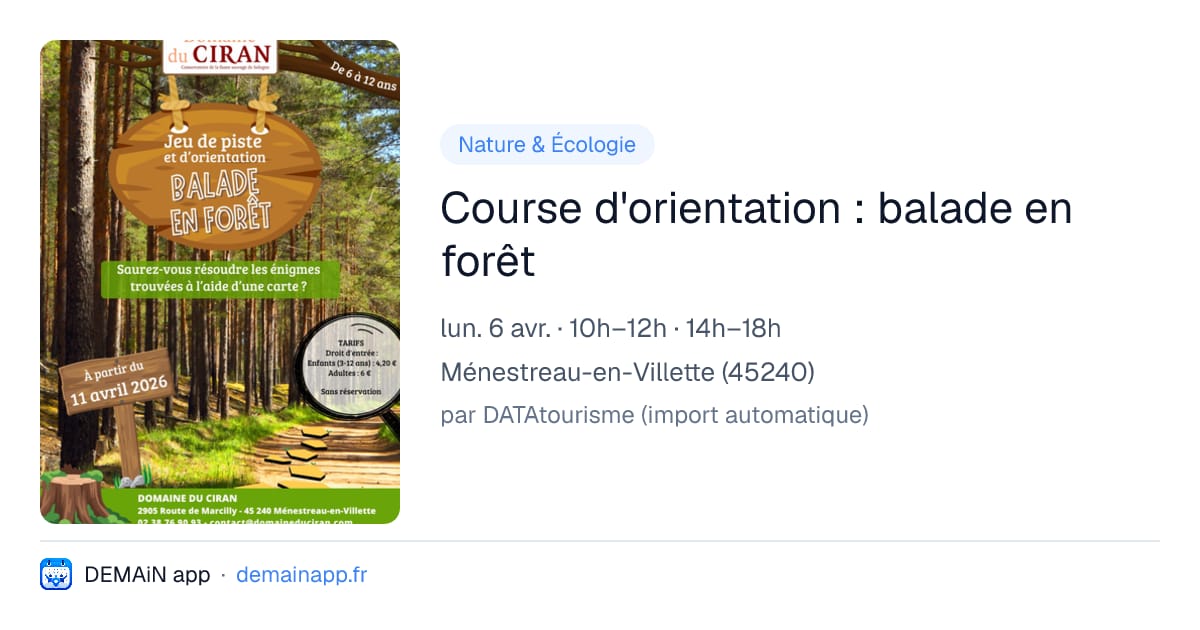 Course d'orientation : balade en forêt — Ménestreau-en-Villette