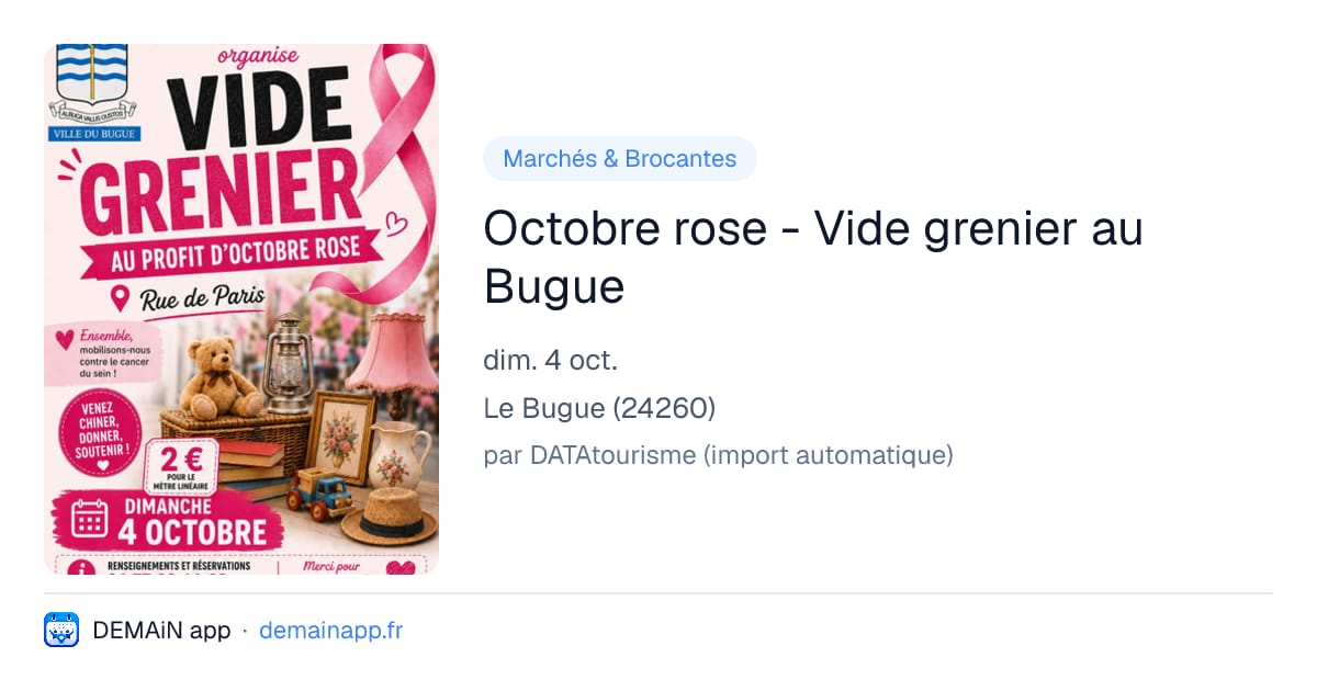 Octobre rose - Vide grenier au Bugue — Le Bugue