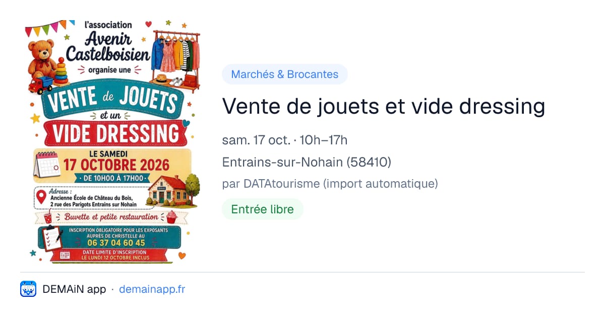Vente de jouets et vide dressing — Entrains-sur-Nohain