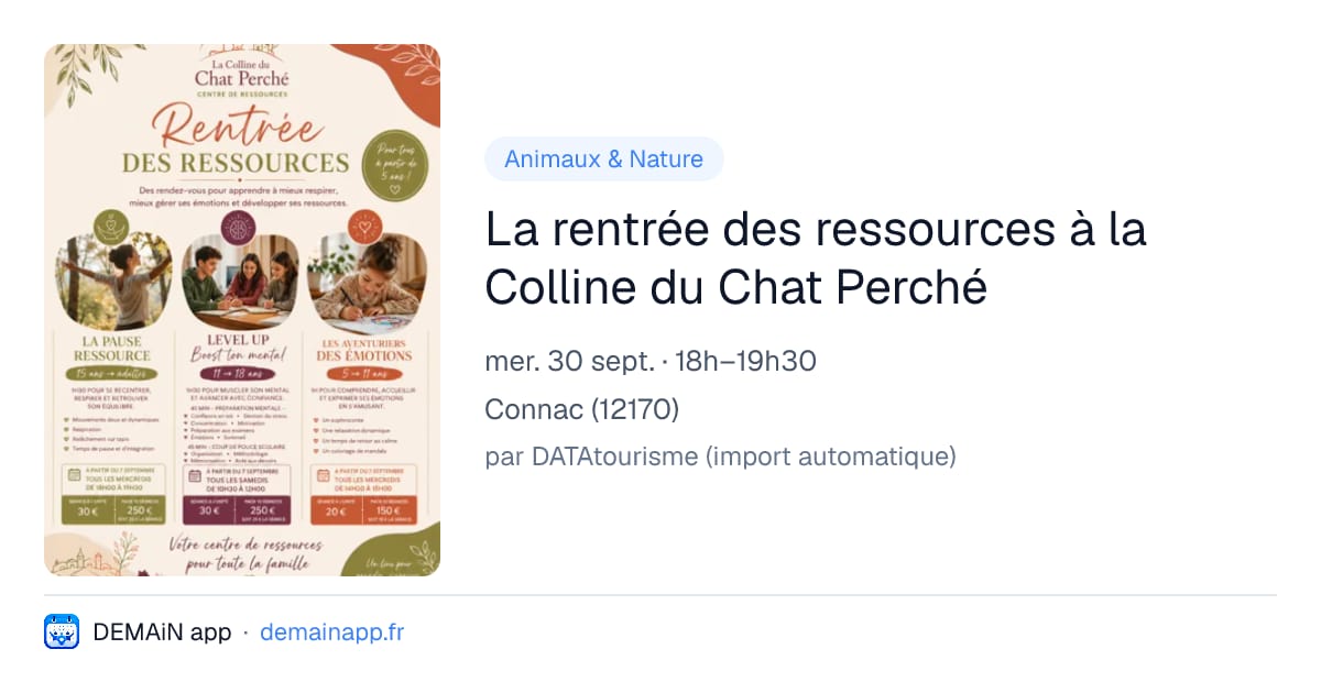 La rentrée des ressources à la Colline du Chat Perché — Connac