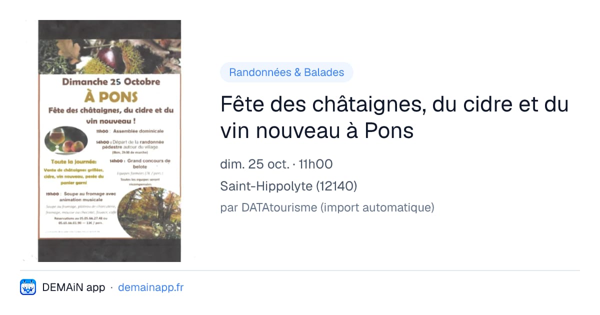 Fête des châtaignes, du cidre et du vin nouveau à Pons — Saint-Hippolyte