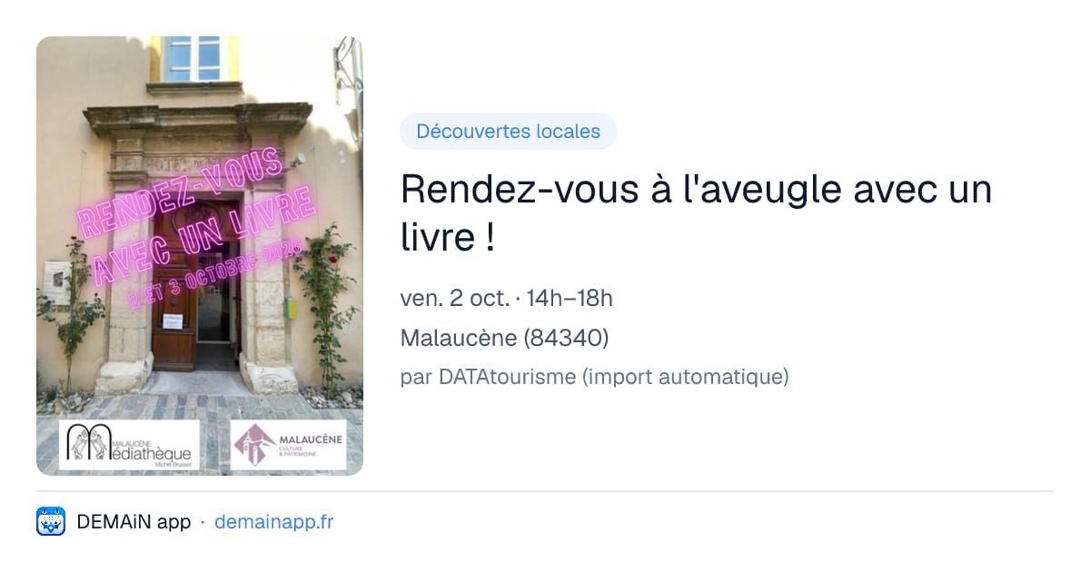 Rendez-vous à l'aveugle avec un livre ! — Malaucène