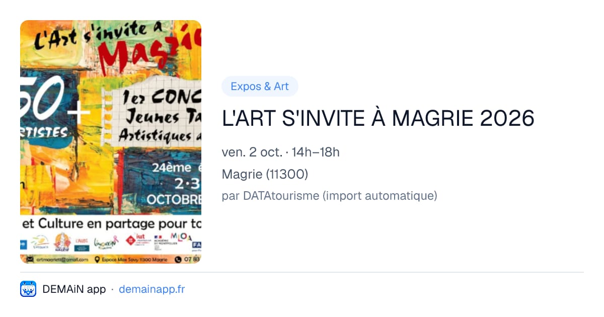L'ART S'INVITE À MAGRIE 2026 — Magrie