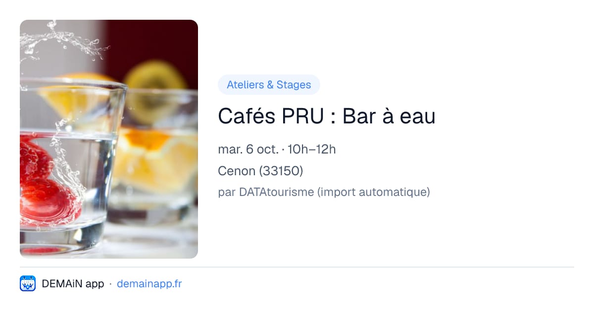 Cafés PRU : Bar à eau — Cenon
