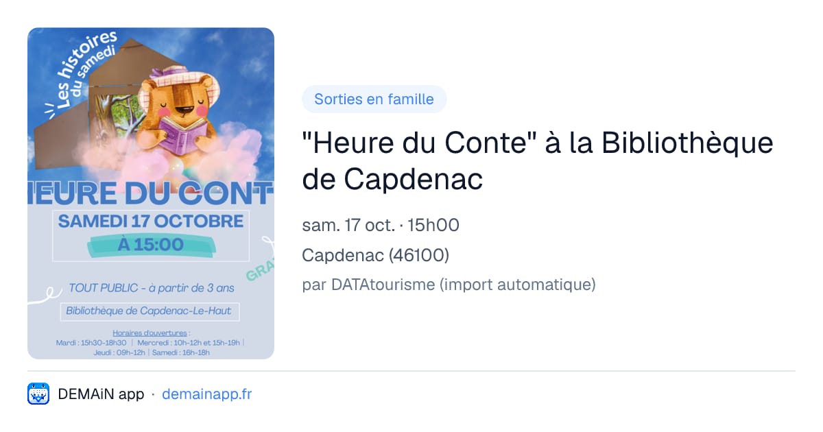 "Heure du Conte" à la Bibliothèque de Capdenac — Capdenac