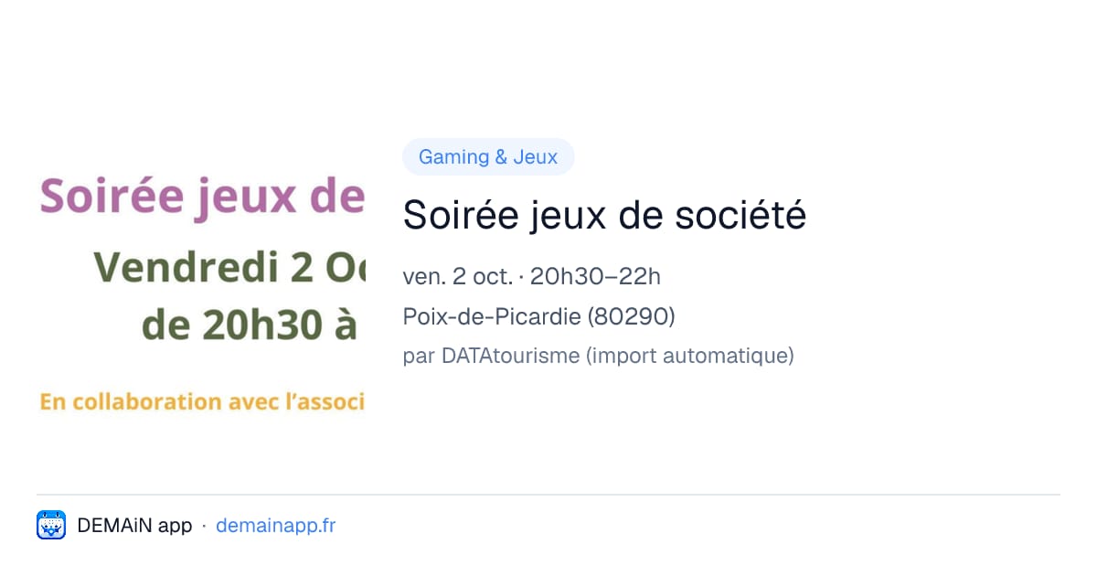 Soirée jeux de société — Poix-de-Picardie