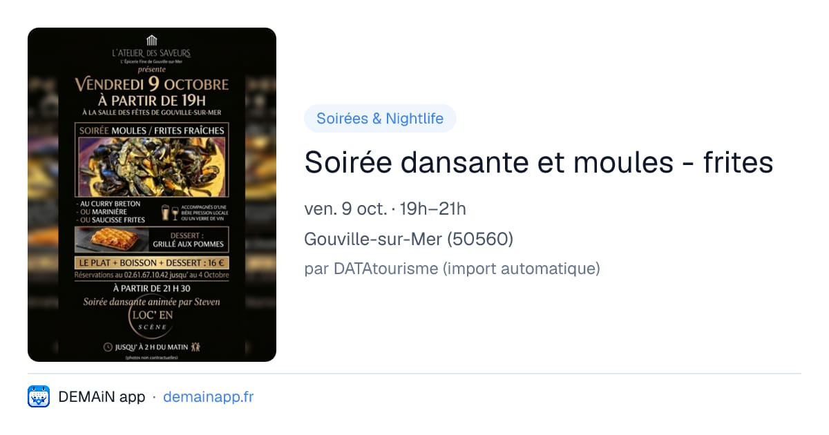 Soirée dansante et moules - frites — Gouville-sur-Mer