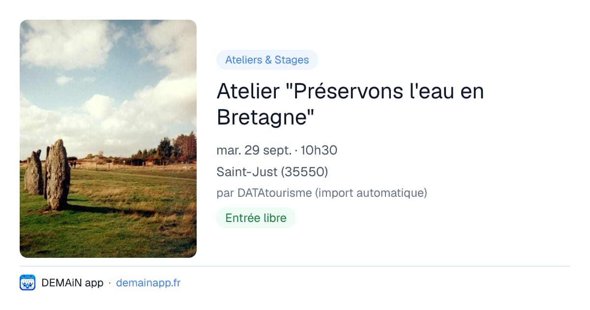 Atelier "Préservons l'eau en Bretagne" — Saint-Just