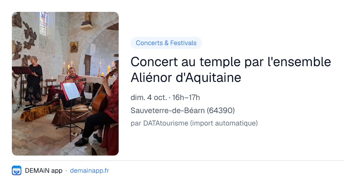 Concert au temple par l'ensemble Aliénor d'Aquitaine — Sauveterre-de-Béarn