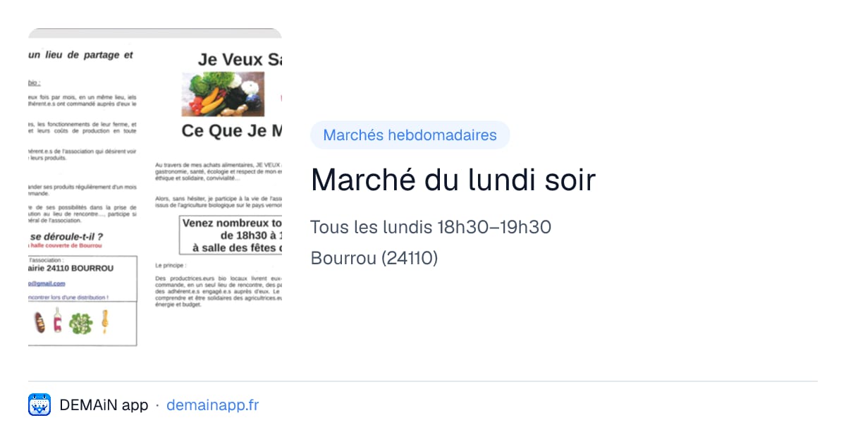 Marché du lundi soir — Bourrou