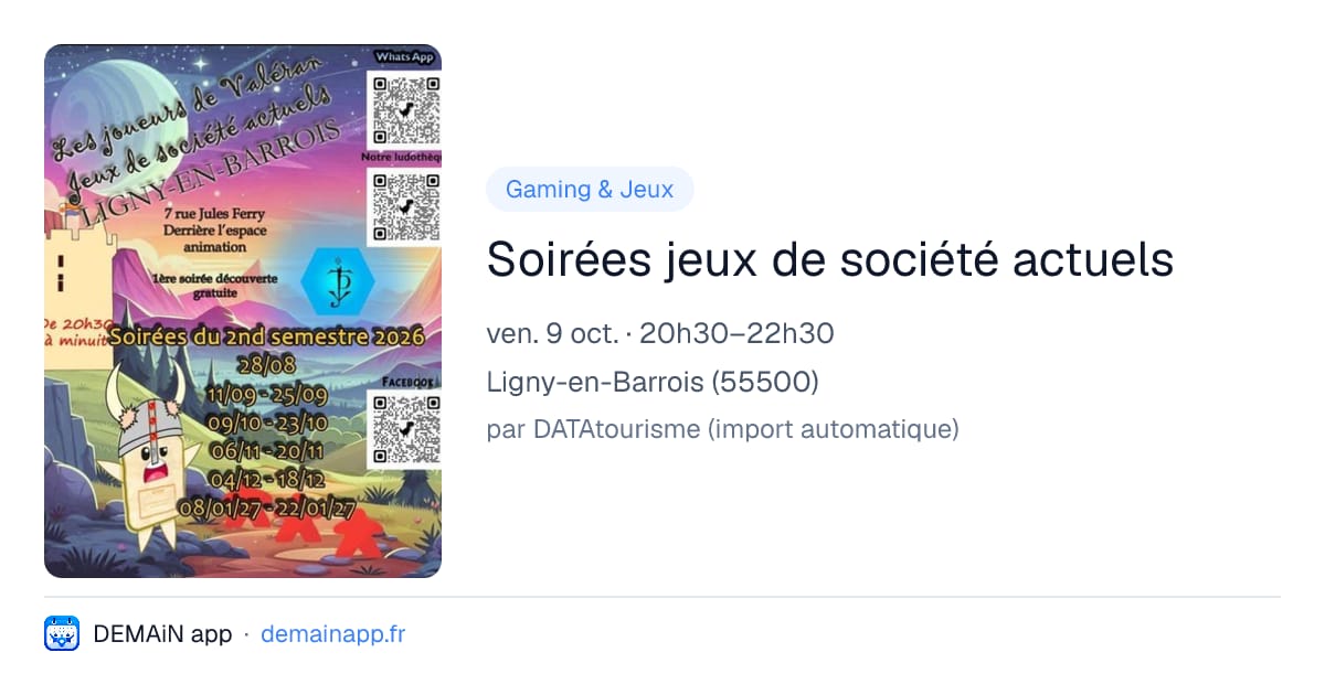 Soirées jeux de société actuels — Ligny-en-Barrois