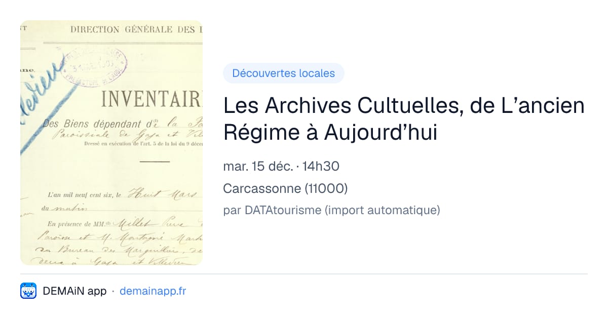 Les Archives Cultuelles, de L’ancien Régime à Aujourd’hui — Carcassonne