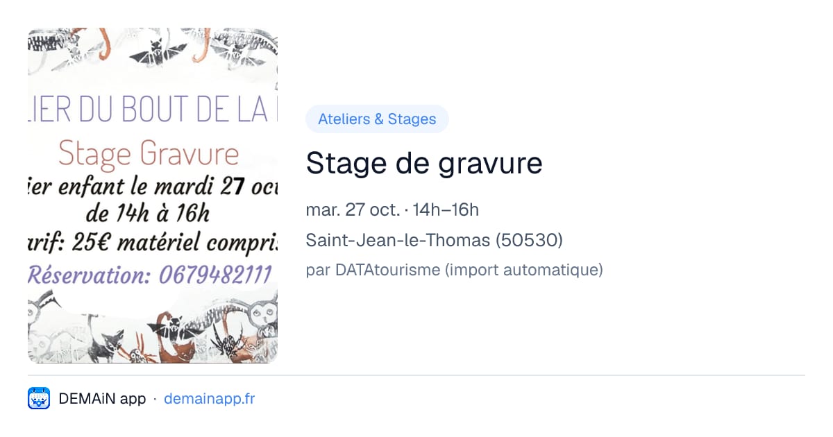 Stage de gravure — Saint-Jean-le-Thomas