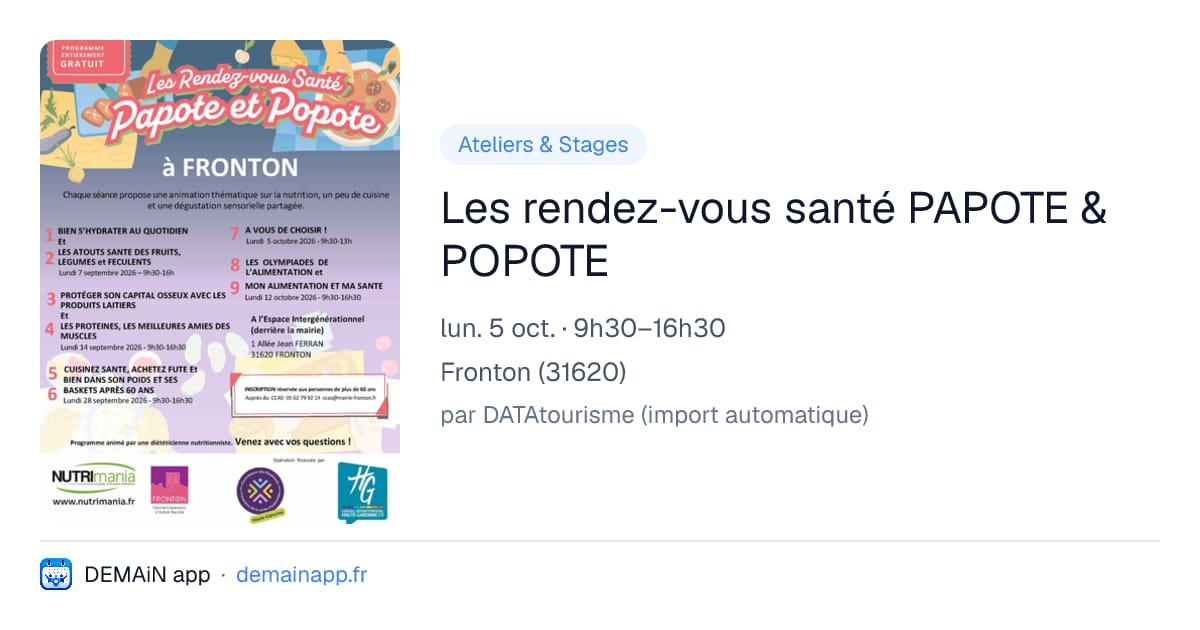 Les rendez-vous santé PAPOTE & POPOTE — Fronton