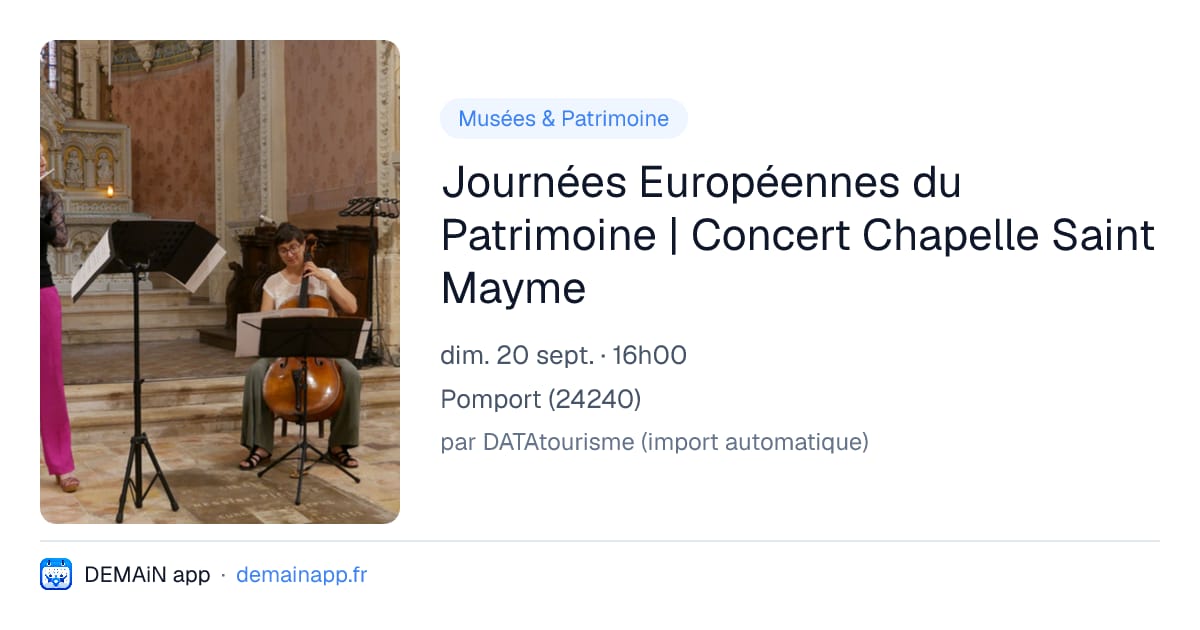 Journées Européennes du Patrimoine | Concert Chapelle Saint Mayme — Pomport