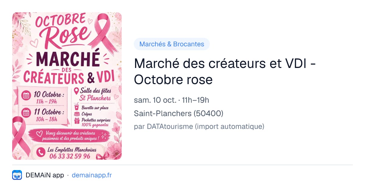 Marché des créateurs et VDI - Octobre rose — Saint-Planchers