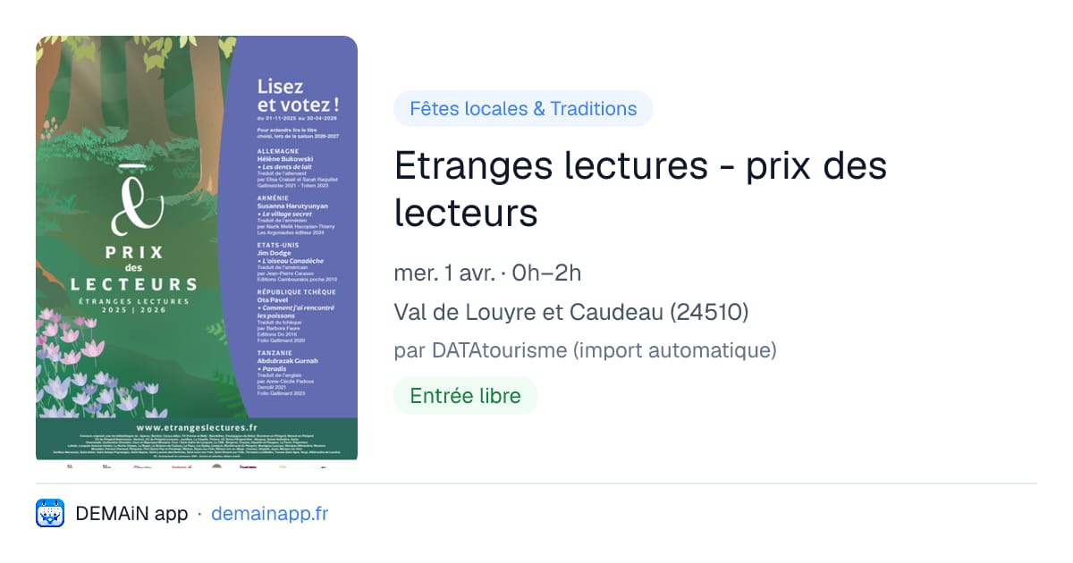 Etranges lectures - prix des lecteurs — Val de Louyre et Caudeau