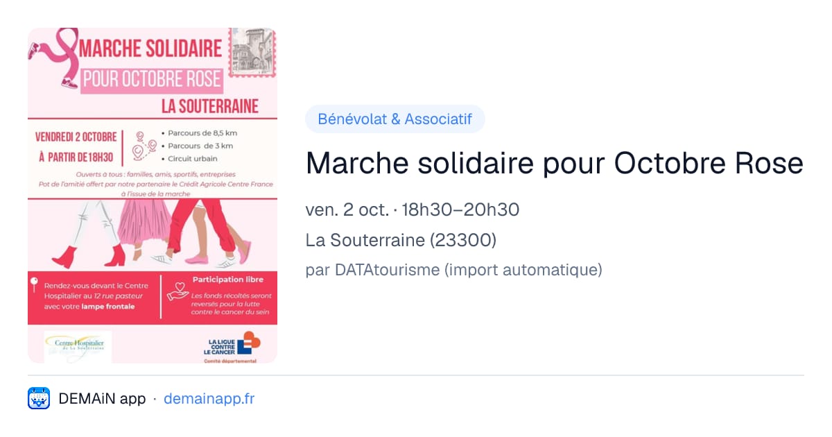 Marche solidaire pour Octobre Rose — La Souterraine