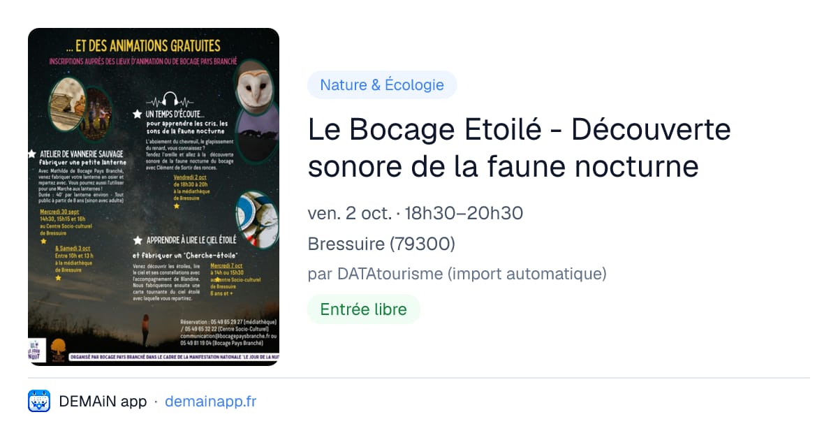 Le Bocage Etoilé - Découverte sonore de la faune nocturne — Bressuire