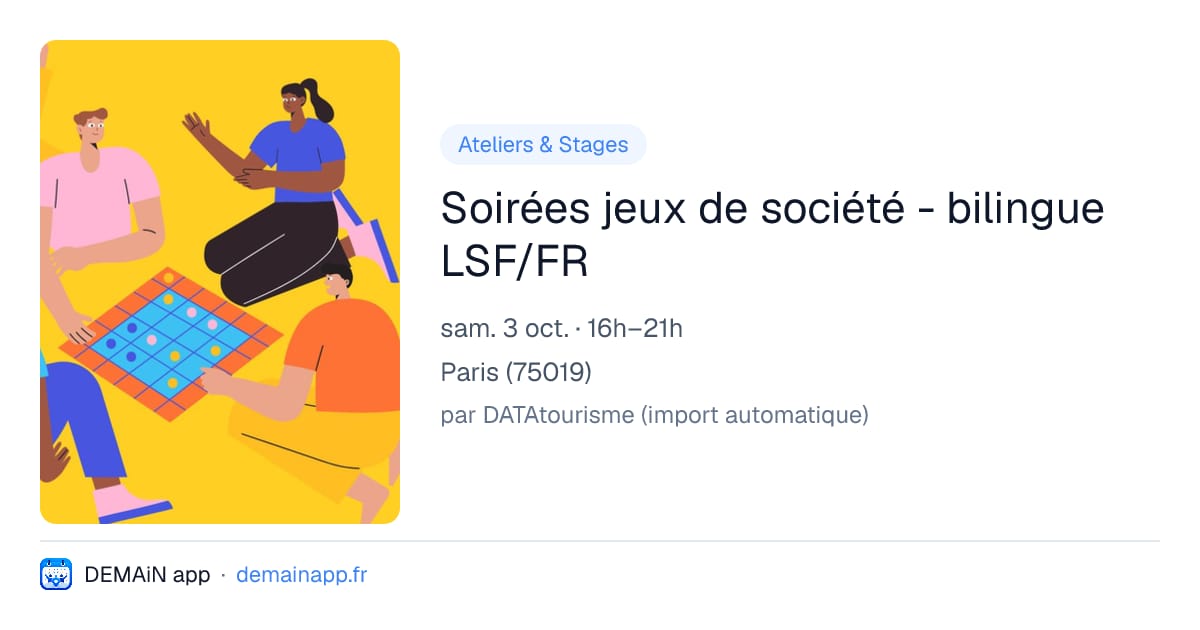 Soirées jeux de société - bilingue LSF/FR — Paris