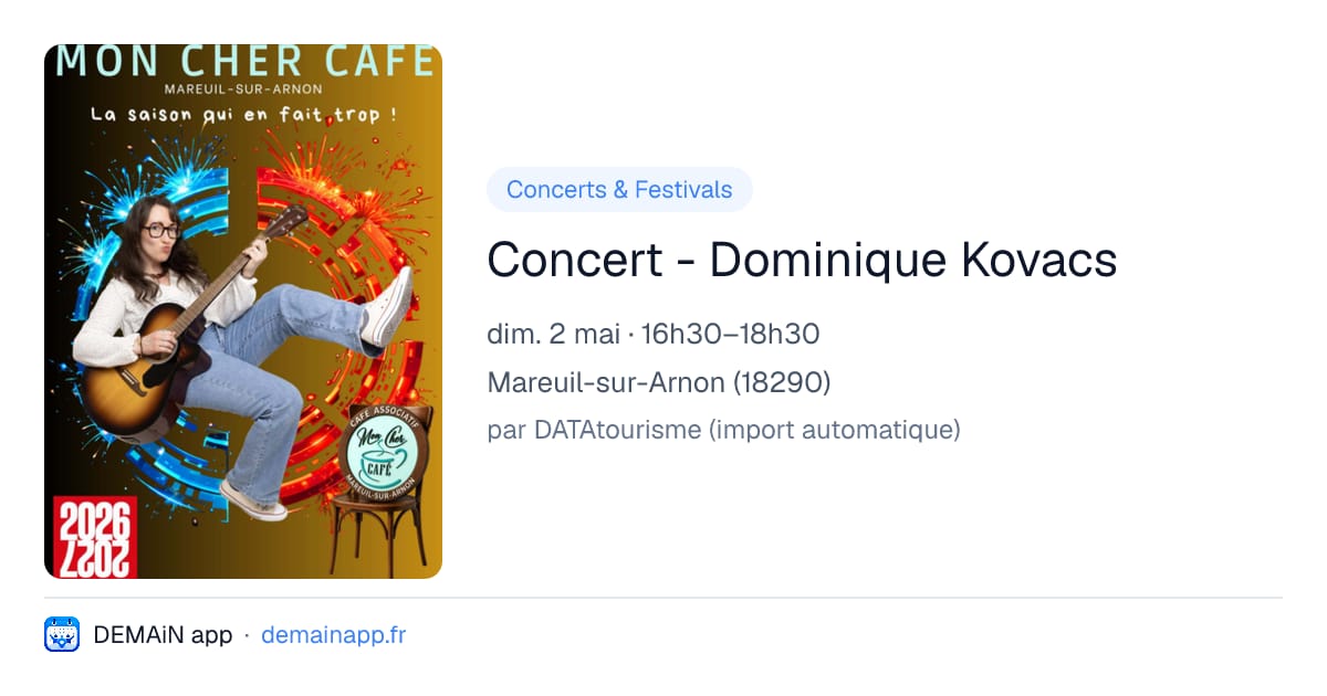 Concert - Dominique Kovacs — Mareuil-sur-Arnon