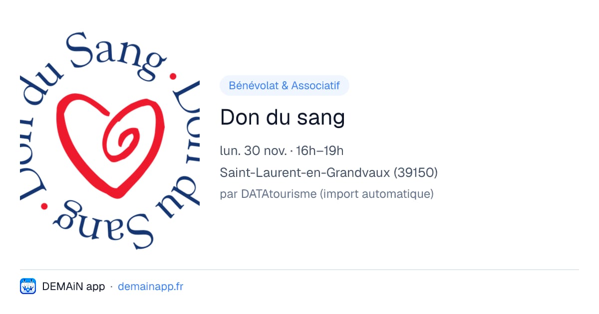 Don du sang — Saint-Laurent-en-Grandvaux