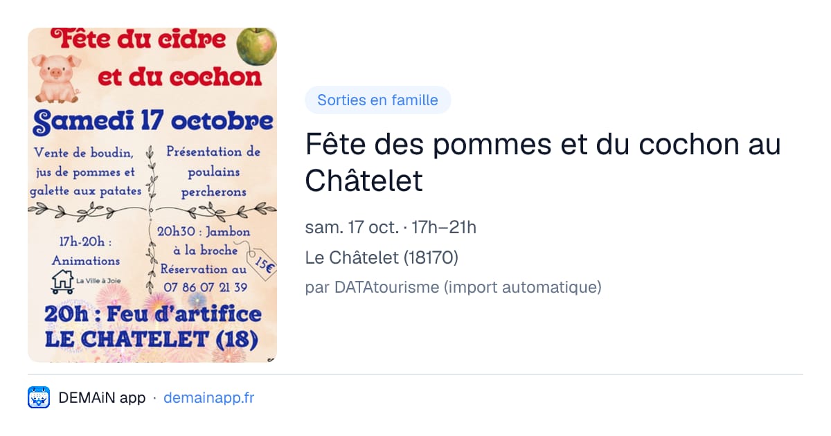 Fête des pommes et du cochon au Châtelet — Le Châtelet