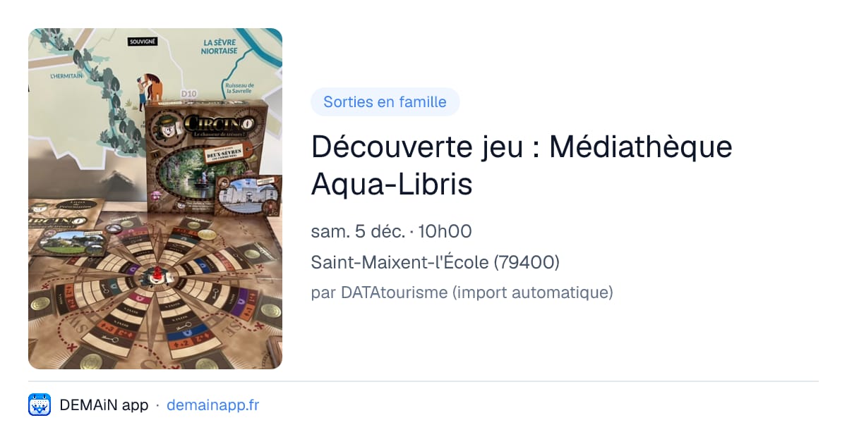 Découverte jeu : Médiathèque Aqua-Libris — Saint-Maixent-l'École