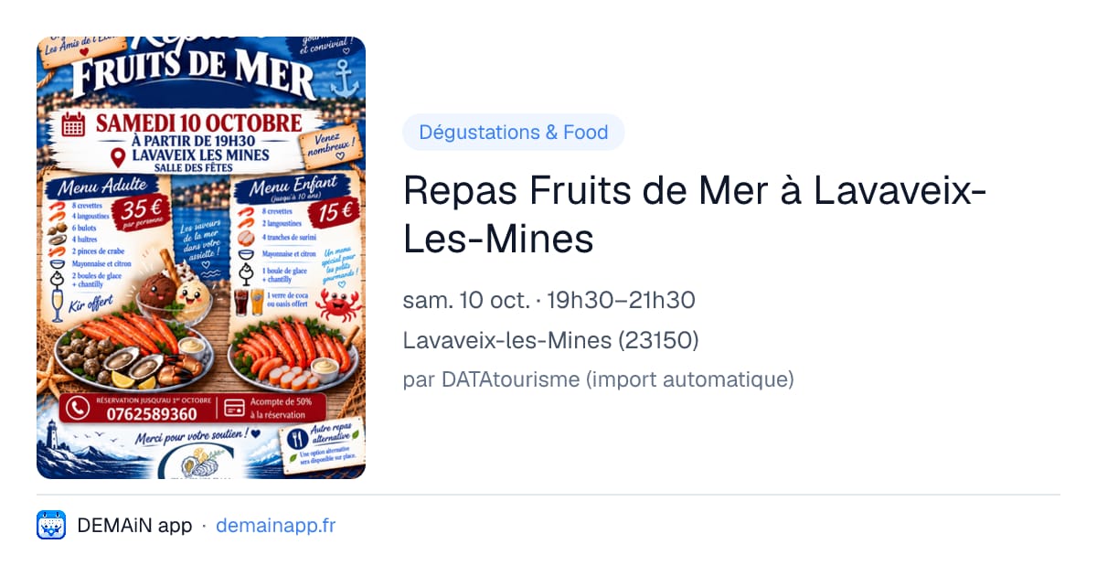Repas Fruits de Mer à Lavaveix-Les-Mines — Lavaveix-les-Mines