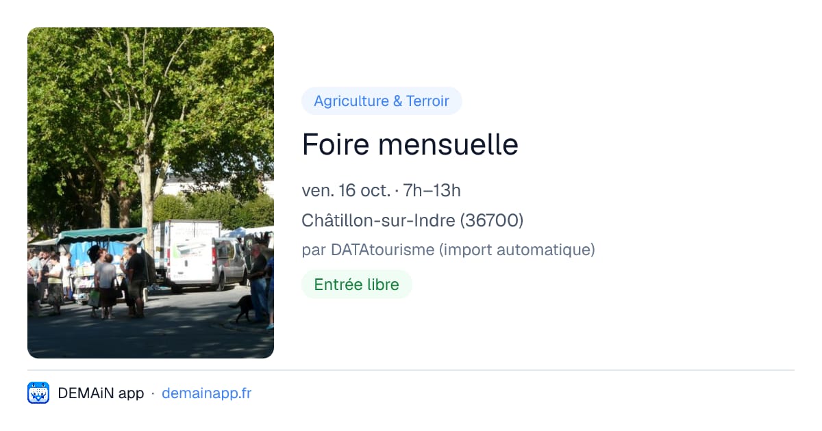 Foire mensuelle — Châtillon-sur-Indre