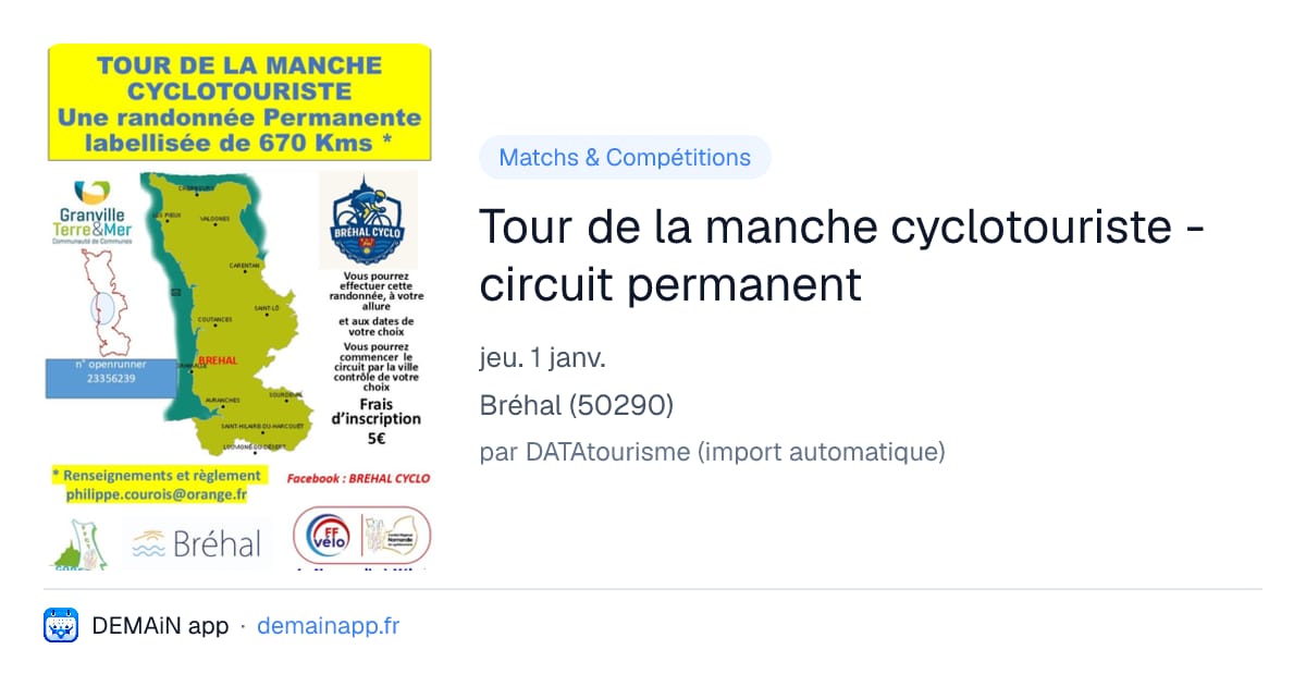 Tour de la manche cyclotouriste - circuit permanent — Bréhal