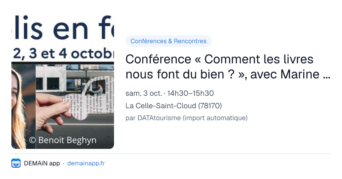 Conférence « Comment les livres nous font du bien ? », avec Marine Nina DENIS — La Celle-Saint-Cloud
