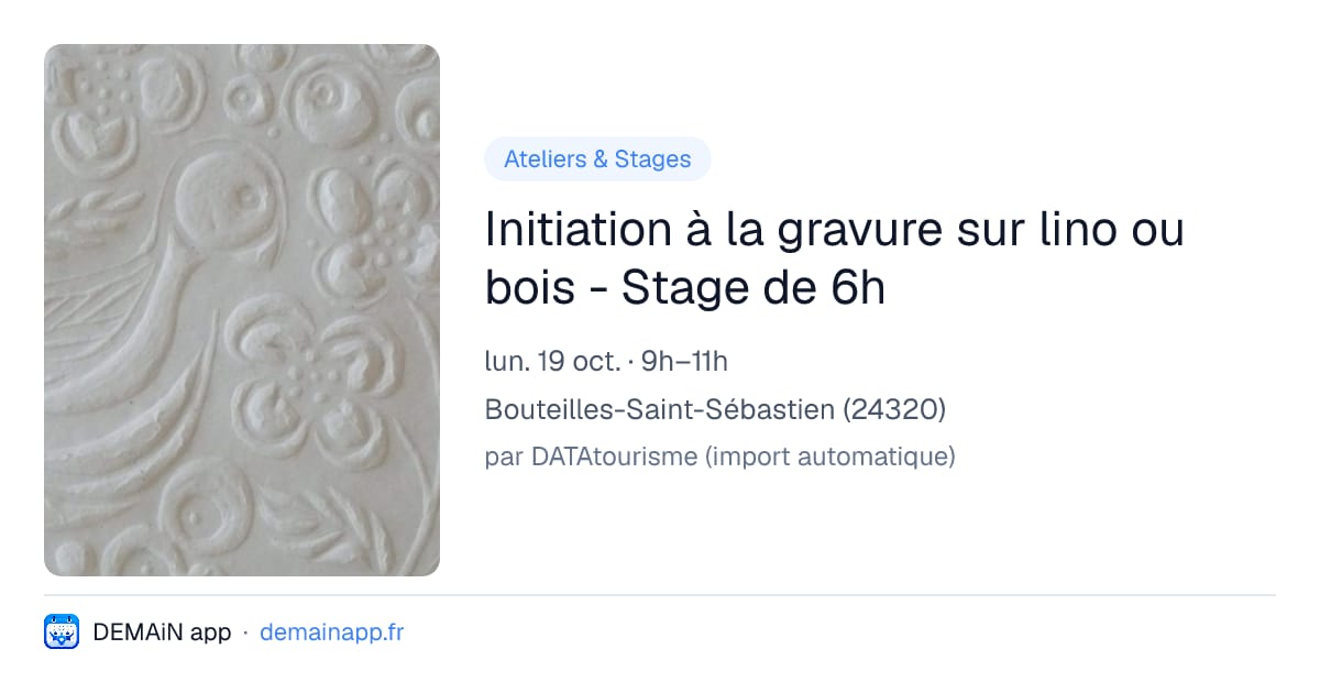 Initiation à la gravure sur lino ou bois - Stage de 6h — Bouteilles-Saint-Sébastien