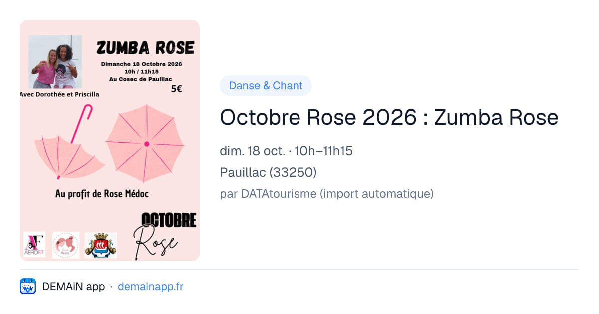 Octobre Rose 2026 : Zumba Rose — Pauillac