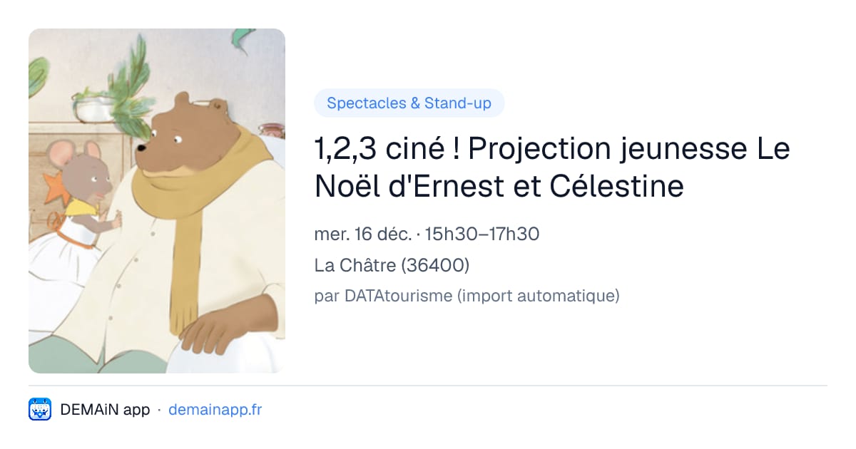 1,2,3 ciné ! Projection jeunesse Le Noël d'Ernest et Célestine — La Châtre