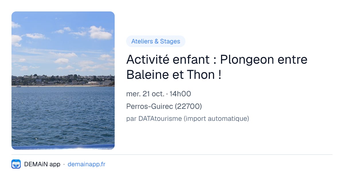 Activité enfant : Plongeon entre Baleine et Thon ! — Perros-Guirec