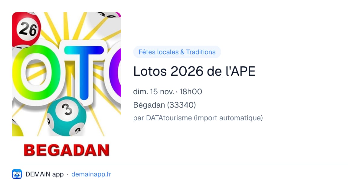 Lotos 2026 de l'APE — Bégadan
