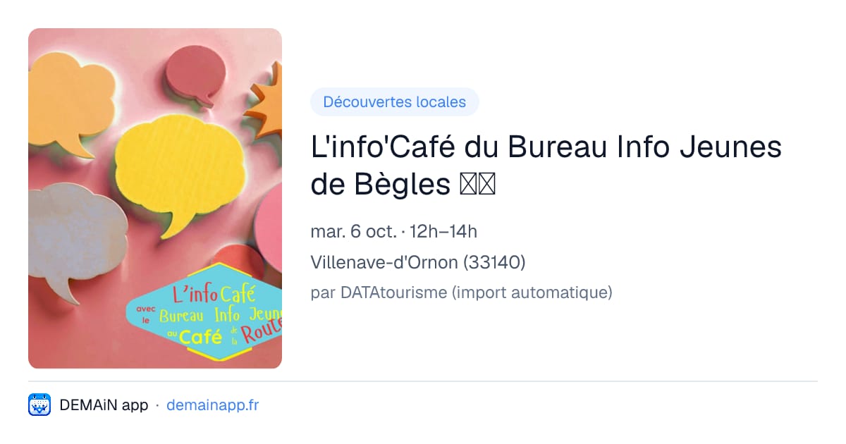 L'info'Café du Bureau Info Jeunes de Bègles ℹ️☕ — Villenave-d'Ornon