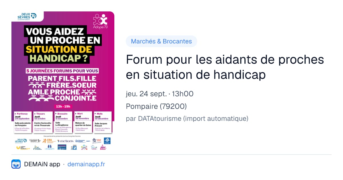 Forum pour les aidants de proches en situation de handicap — Pompaire