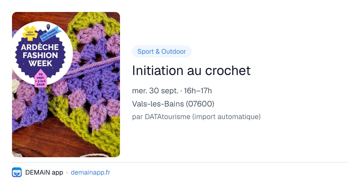 Initiation au crochet — Vals-les-Bains
