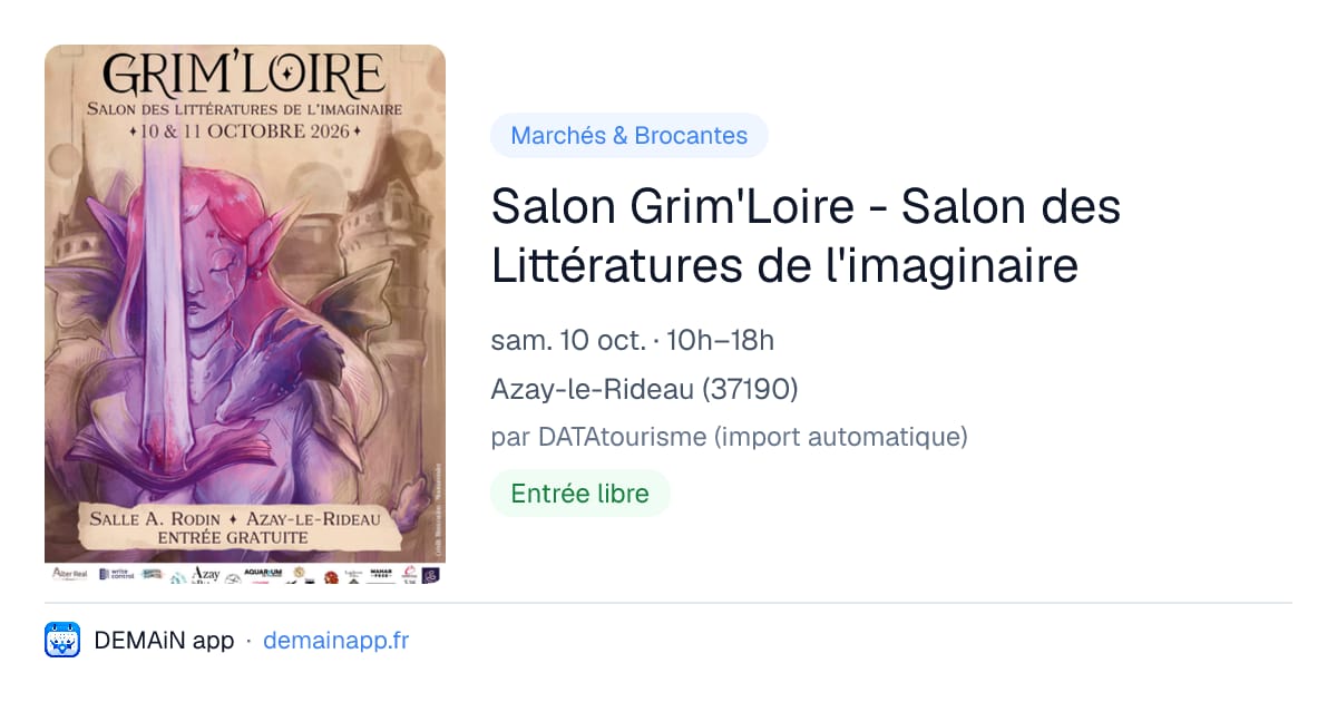 Salon Grim'Loire - Salon des Littératures de l'imaginaire — Azay-le-Rideau