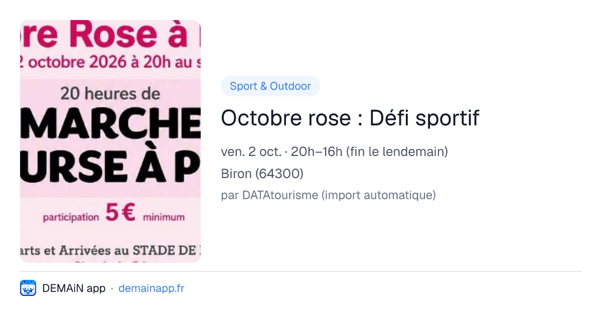 Octobre rose : Défi sportif — Biron
